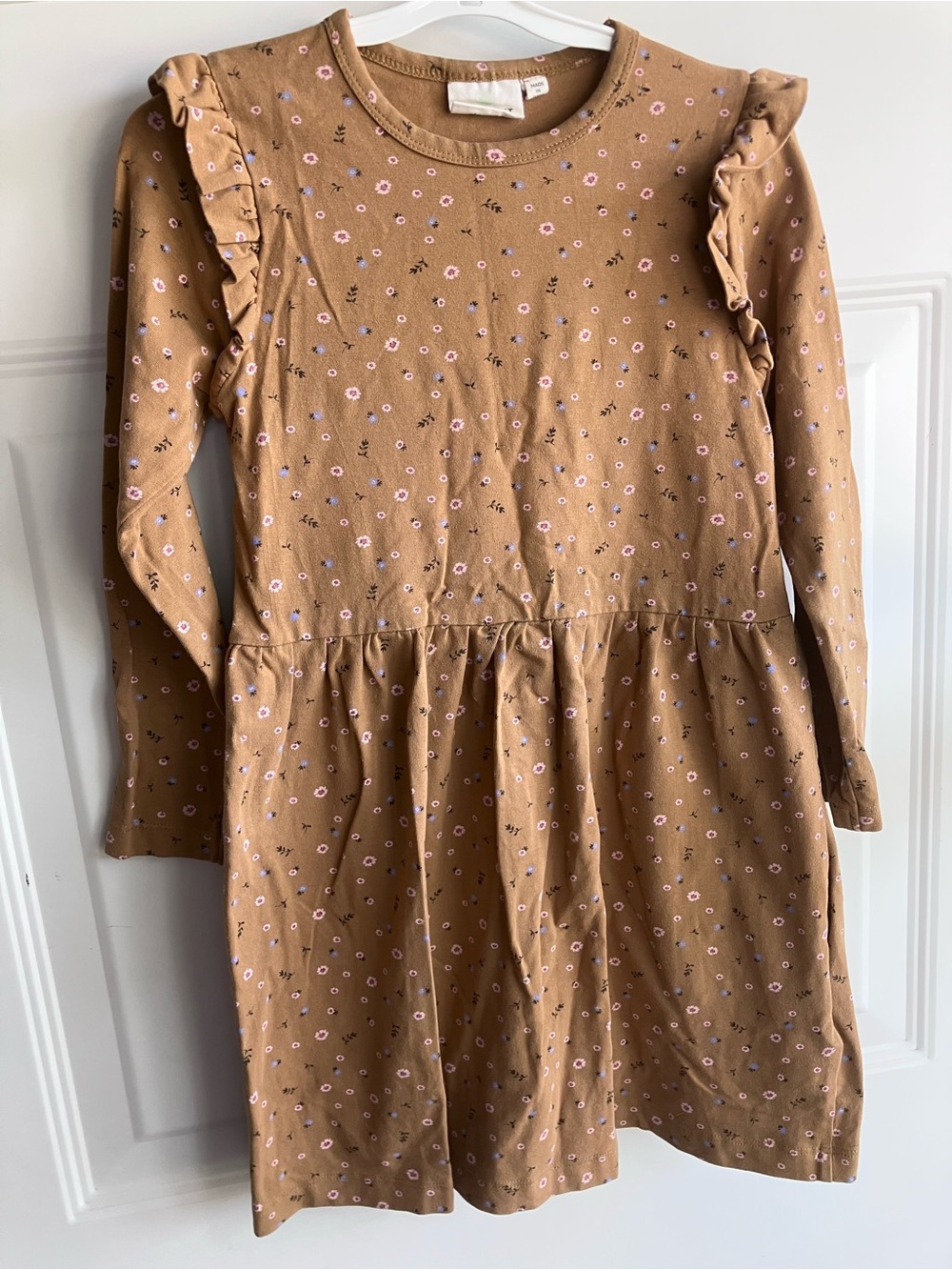 En Fant brown fall floral dress organic cotton 4T